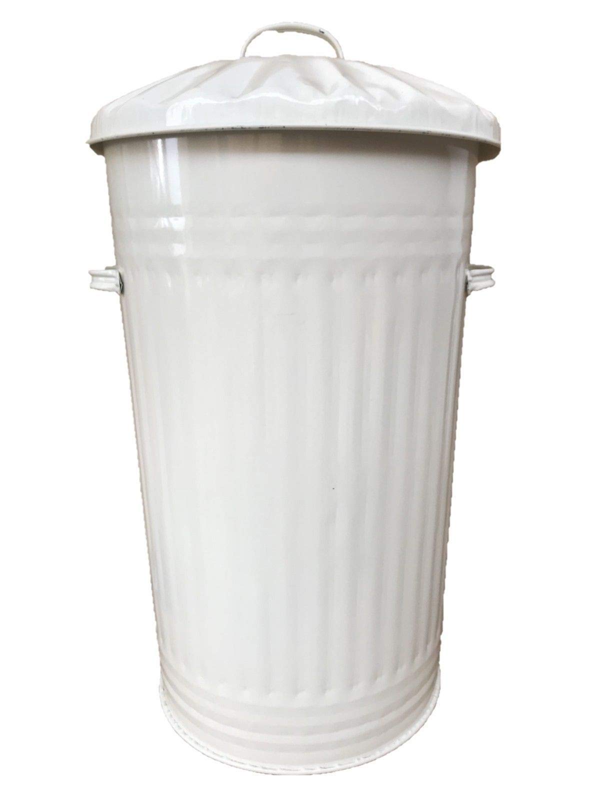 CREAM Galvanised Retro Slim Metal Bin - Kitchen Rubbish Waste Dustbin Storage - 45L