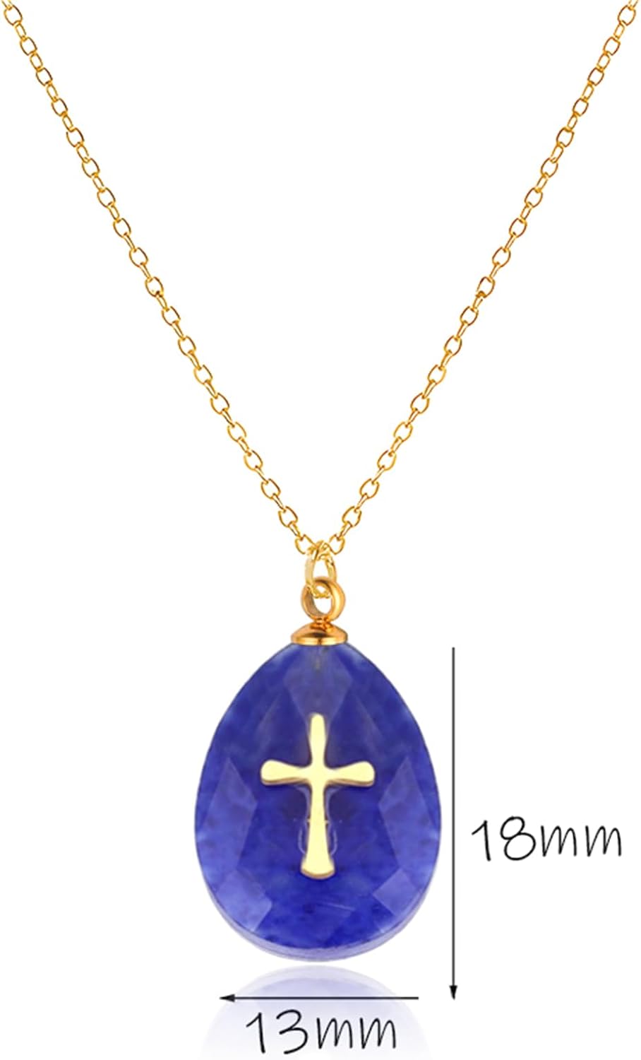 Natural Gemstone Necklace for Women Handmade Boho Natural Gemstone Healing Nature Crystal Necklace Dainty Cross Religious Pendant Necklace Jade Jewelry Gift - Image 6