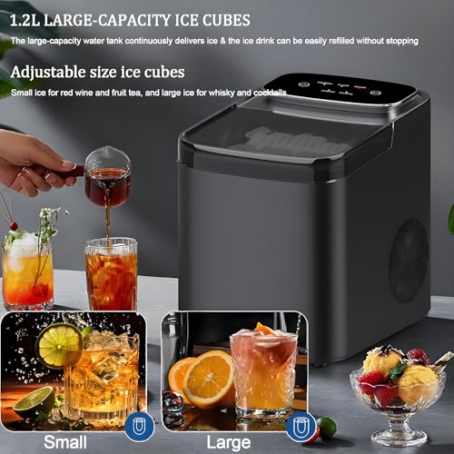 Countertop Ice Maker Machine - Compact Pellet Ice Maker with Self-Cleaning, Anti-Slip Pad, Perfect for Home & Office, Fast Ice Production, Quiet Operation