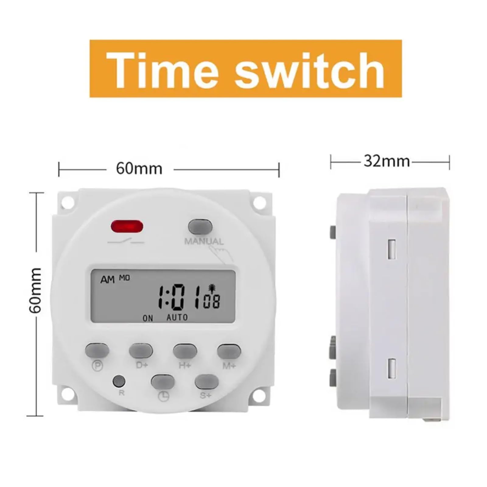 Temporizador digital LCD con intervalo de 1 segundo, 5 V, 12 V, 24 V, 110 V, 220 V, programador de relé de tiempo programable semanal de 7 días CN101S(5v)