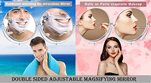 Image of Makeup Mirror | Magnifying Mirror Makeup | Double Side Magnification | Tabletop Vanity Hand Mirrors Stand | 5X and 1X| (Men & Women-Silver)