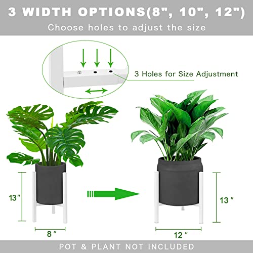 Iziddo Adjustable Plant Stand Pack Of 2, Metal Planter Stands Indoor Outdoor, Mid Century Modern Plant Holder, Fit 8 10 12 Inch Pots, White (Pot & Plant Not Included) #TOP3