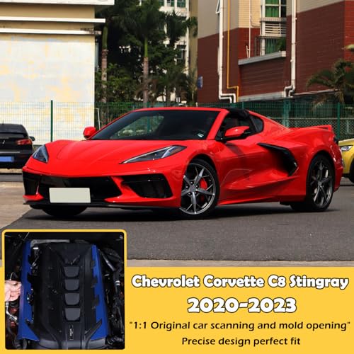 Image of CHEAYAR Engine Bay Panel Cover Compatible with Chevrolet Corvette C8 2020-2023, Engine Shroud Cover Panel Trims, C8 Accessories 2PCS (Engine Bay Trim - Blue)