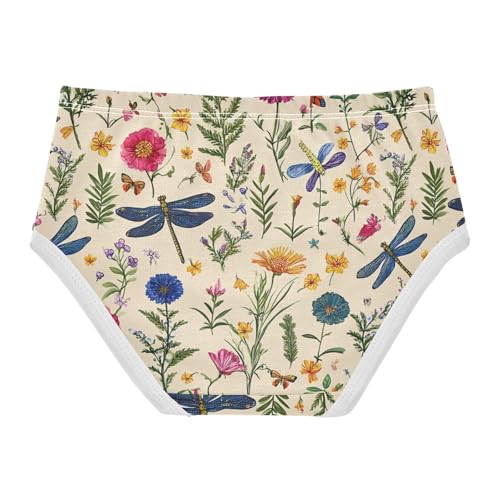 Wusikd Wildflowers Dragonflies Girls' Underwear Cotton Butterflies Girls Briefs Soft Toddler Underwear 2T2