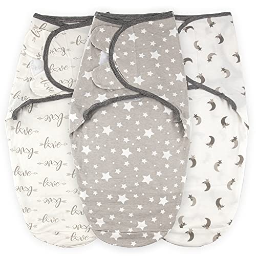 Image of Swaddle Blankets Baby Boy Girl, 3 Packs Adjustable Sleep Wrap for Unisex Infant, Soft Cotton Swaddling Sack, 0-3 Months