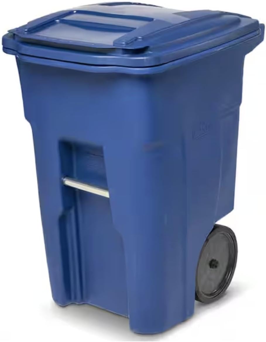 48 Gallon Blue Outdoor Trash Can with Quiet Wheels DI97294