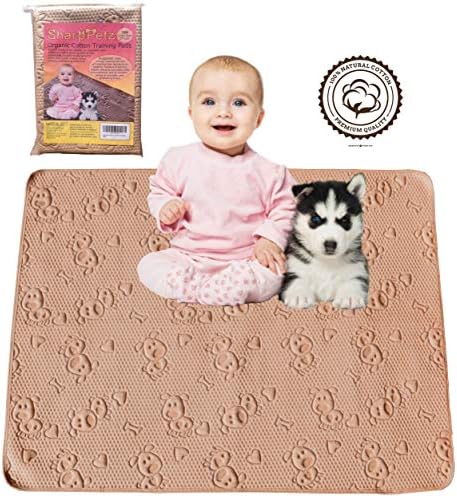 SharpStuff Reusable Potty Training Pee Pads for Puppy Dog Pet & Baby Organic Cotton Washable Waterproof 2pk Large (27"x35") Mats for Housebreaking Whelping Travel & Incontinence Bed Mattress Protector