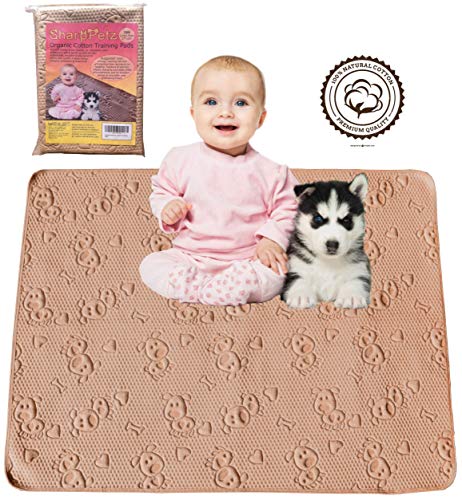 Sharpstuff Reusable Potty Training Pee Pads For Puppy Dog Pet & Baby Organic Cotton Washable Waterproof 2Pk Large (27"X35") Mats For Housebreaking Whelping Travel & Incontinence Bed Mattress Protector #TOP22