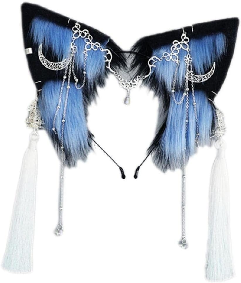 Girls Anime Hairhoop Plush Beast Ear Hairband Cosplay Costume Party Ancient Tassel Headdress Women Comic Show Headwear