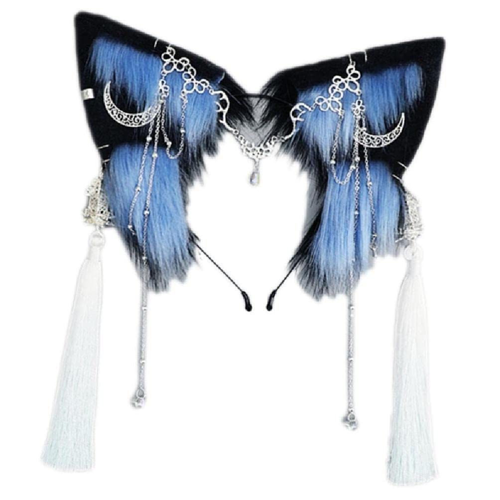 Girls Anime Hairhoop Plush Beast Ear Hairband Cosplay Costume Party Ancient Tassel Headdress Women Comic Show Headwear
