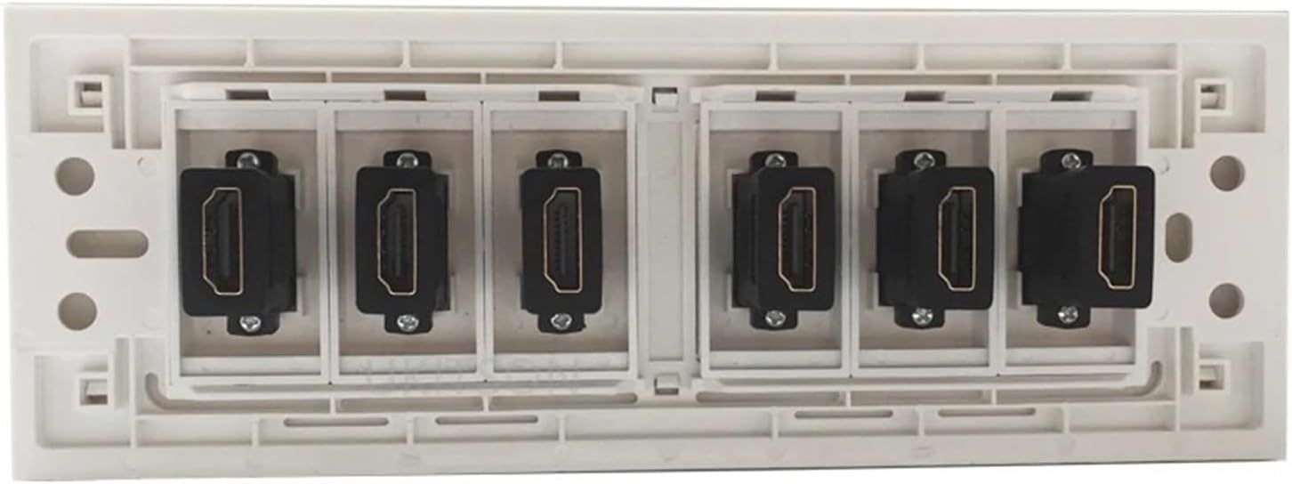 6-Port HDMI 2.0 Wall Plate Six-Socket HDMI Patch Panel Connector Female to Female Plug(Rectangle)