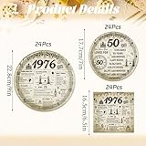 Luvart 50th Birthday Plates and Napkins Party Decorations, 72PCS Vintage Back in 1976 Birthday Tableware Set, 50 Year Old Party Decor Supplies for Women Men 24 Guests - Image 2