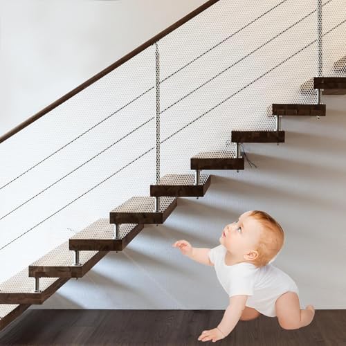 EMMALOUISESMITH Red de protección para escaleras, Malla Protectora para barandillas, 3 Metros, Red de Seguridad, barandilla para escaleras, Valla de Malla, Red de Seguridad, para Balcones