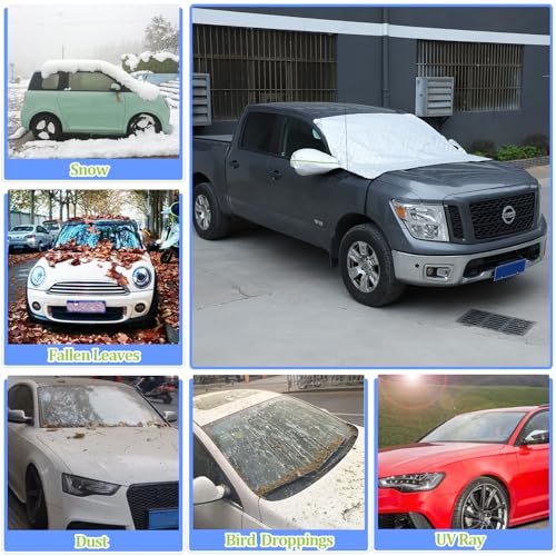 Image of Windshield Snow Cover Compatible with Titan 2016-2024, Car Snow Cover, Front Windshield Sunshade, Exterior Windscreen Sun Shade, UV-Rays Sun Ice Snow Frost Protector, 4-Layer Windshield Cover