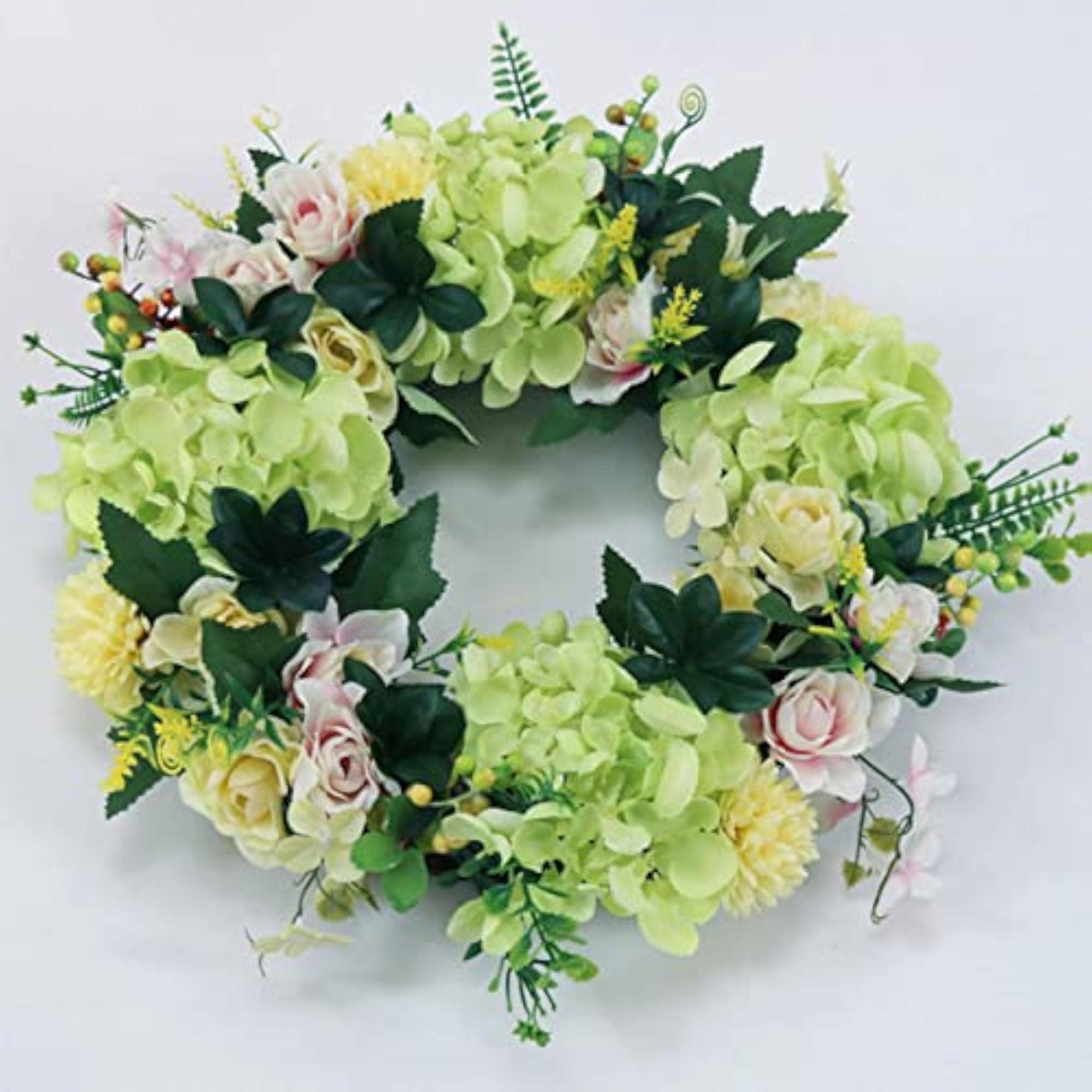 Artificial Gardenia Wreath Wedding Garland for Front Door Thanksgiving Green