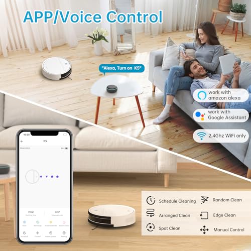 Image of OKP Robot Vacuum Cleaner, Tangle-Free, Super Thin, Low Noise, Powerful Suction, Cleaning Schedules, Self-Charging, Robotic Vacuums with Wi-Fi /App /Alexa Control, Ideal for Pet Hair Carpets Hard Floors