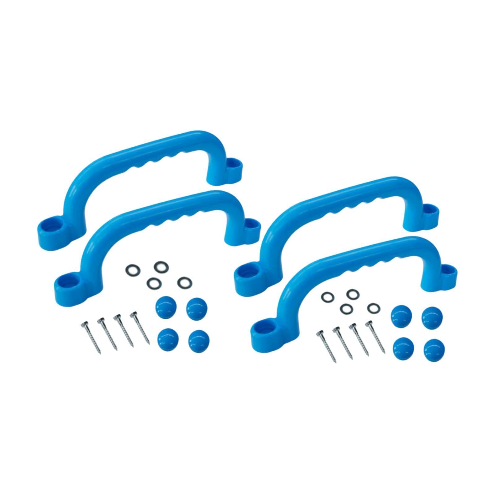 MFMEXUL 4 Pieces Climbing Handles Set Children's Grip Playground Accessories PP Material Suitable for Tree House Garden Play Area, Sky Blue