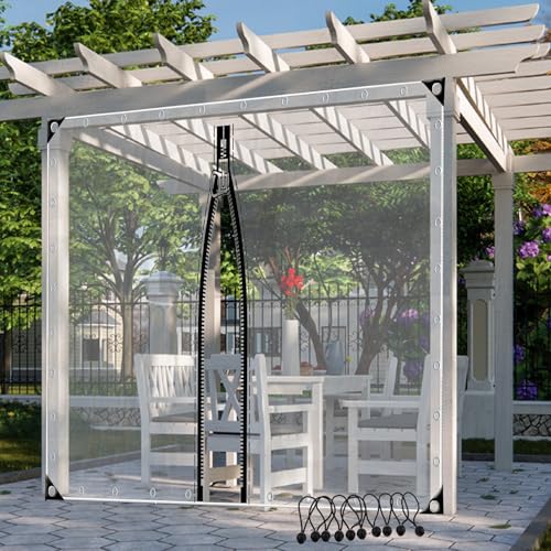 Rideaux D'extérieur Imperméables Transparents avec Porte À Fermeture Éclair, Panneau de Bâche...