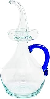 Lafiore® Bouteille d'huile Anti-Goutte en Verre 500 ML avec poignée Bleue | Fabrication Artisanale à la Main
