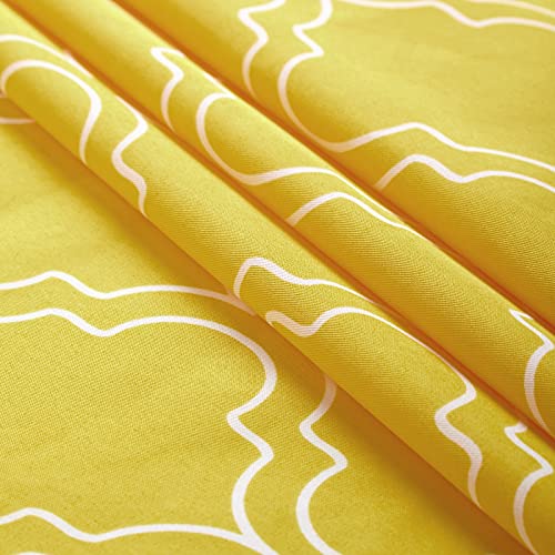 Image of Encasa XO Printed Satin Fabric by Meter - Trellis Yellow, 58 Inch Width (147 cm), Soft Polyester Cloth for Curtains, Cushion Covers, Dresses, Kurtis, Crafts, Craft Sewing & Home Decor