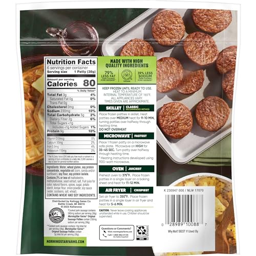 Morningstar Farms IFMSSP6PK Sausage Patties, Vegan Plant Based Protein thumb #7