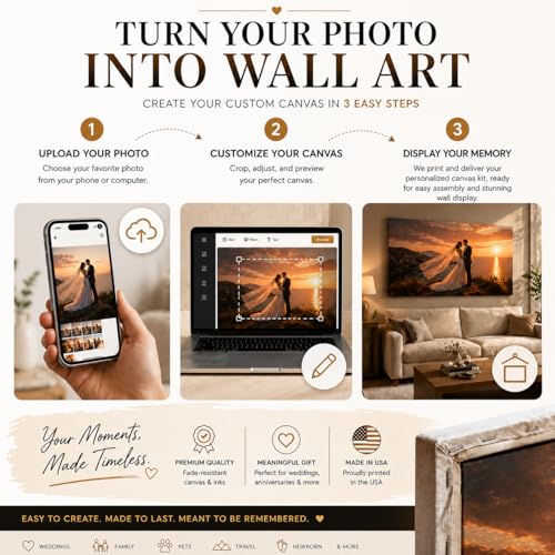 VYPEROCK Custom Canvas Print from Photo – Turn Your Wedding & Family Pictures into Large Wall Art (32x60) – Personalized Canvas for Living Room, Bedroom, Anniversary & Wedding Gifts — view 4