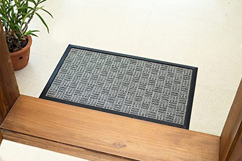 Irongate Welcome Door Mats - 2 Pack - Low Profile Front Doormat - Indoor Outdoor Durable Non Slip Rug - Entryway Patio High Traffic Area - Easy Clean - 18" X 30" - Black Grey #TOP1