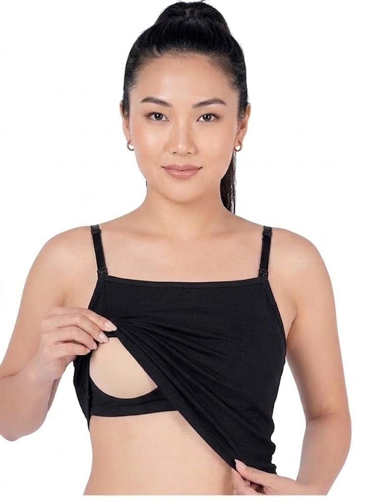 SHRI MODESHWARI ENERPRISE Women's Nursing Cami Bra, Black, Adjustable Straps, Wrap Style, Breastfeeding Support Top |BLACKCOLOUR |Pack of 1|-image-36