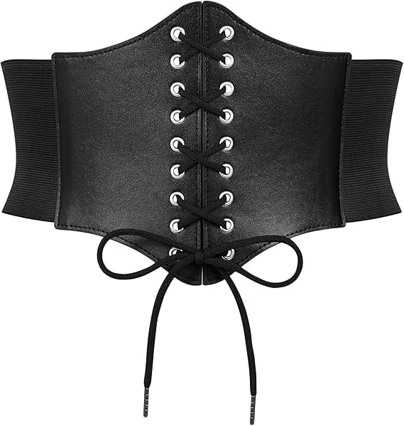 elastic wide corset waist belt vintage lace-up tied waspie corset belts