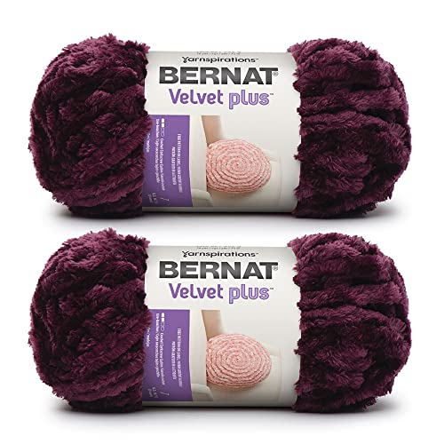 Image of Bernat Velvet Plus Burgundy Plum Yarn - 2 Pack of 300g /10.5oz - Polyester - 6 Super Bulky - Knitting /Crochet