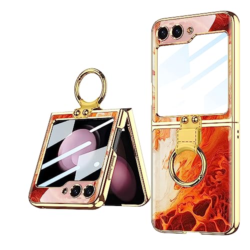 Coque Samsung Galaxy Z Flip5 ABELIN en verre trempé durable avec anneau protection antichoc
