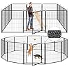 Dog playpen outdoor extra wide 12 panels heavy duty anti rust coating strengthened dog fence 40 height with doors portable for rv camping yard total 32ft 79 sqft snowy black  urban country home decor