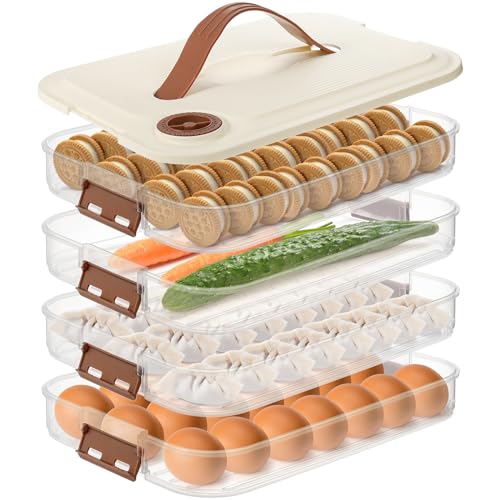 WUWEOT 4-layer Food Storage Container, Refrigerator Organizer Bin, Plastic Sugar Cookies Storage Box...