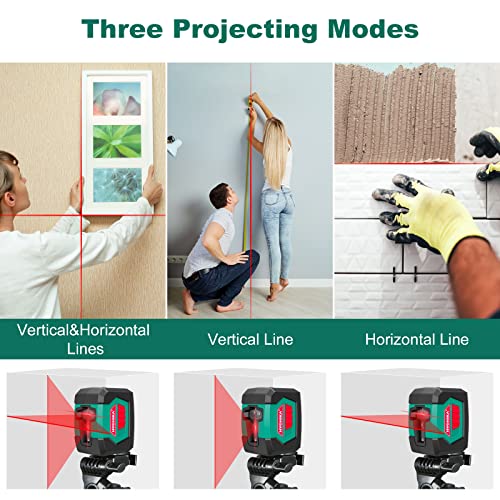 Laser Level, Hychika 50 Feet Cross Line Laser With Dual Modules, Self Leveling Laser Level, Switchable Self-Leveling Vertical And Horizontal Line Construction Picture Hanging, Battery Included #TOP2