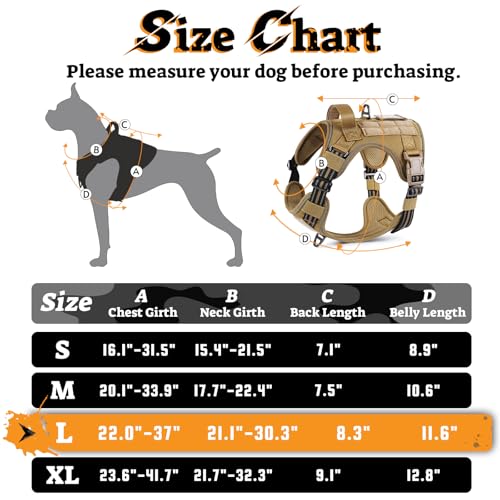 rabbitgoo Dog Harness for Large Dogs No Pull, Tactical Service Pet Vest with Molle and Control Handle, Adjustable and Reflective Military Harness for Easy Walking and Training, Brown, L - Image 4