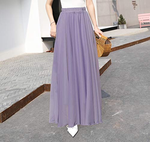 Womens Chiffon Retro Long Skirt Casual Flowy High Waist Beach Maxi Skirt2