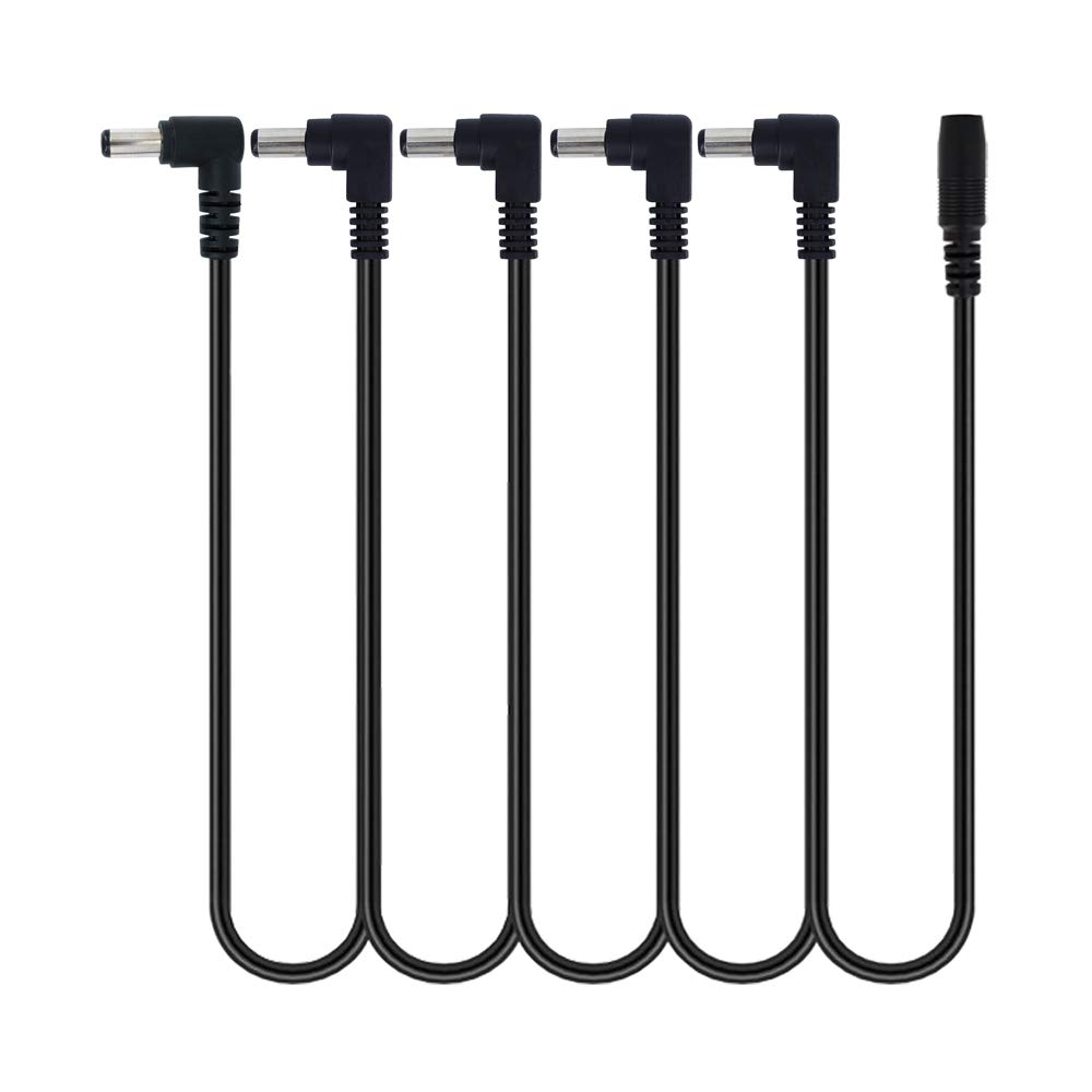 Pigtone 1 to 5 Way Daisy Chain Cable Guitar Effect Pedal Power Supply Splitter Cable Adapter Power Cable Black