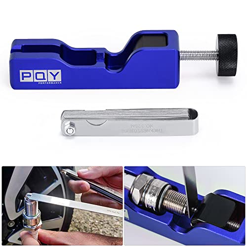 Image of Universal Spark Plug Gap Tool with 32 Blades Steel Feeler Gauge, Spark Plug Gapper Gapping Tool Adjuster for Most 10mm 12mm 14mm 16mm Sparkplug Blue