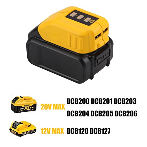 weqcter 12V/20V Max USB Power Source for Dewalt DCB090 Converters Fit for Dewalt 20V 12V Battery