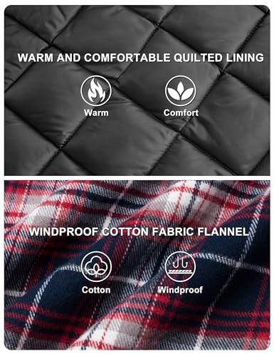 Image of TACVASEN Men's Flannel Shirt Quilted Lined Theraml Winter Coat Button Down Insulated Flannel Shirts Jacket