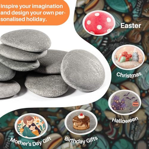 10 Stück Zierkies Kiesel, Groß Steine zum Bemalen, Zierkies, Dekosteine, Flache Steine, Kies Dekosteine Naturstein, Flache Steine zum Bemalen, DIY Malerei Handwerk Steine, Bunte Malerei & Dekoration