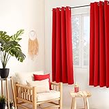 ED ENJOY HOME Tenda termica oscurante rossa, 135 x 180 cm, occhielli in metallo, anti-calore, anti-freddo, per camera da letto e soggiorno