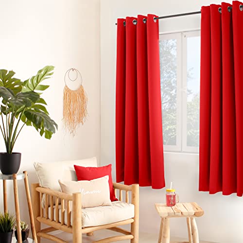 Enjoy Home Basic Blackout Curtain 8 Silver Eyelets Diameter 4 cm 100% Polyester Oeko-TEX Certified Fabric 140 x 180 cm Red