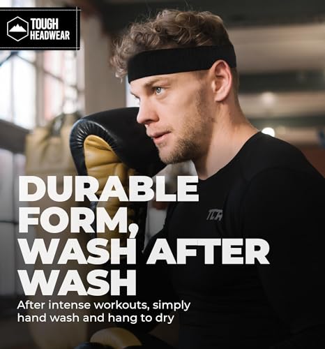 Image of Tough Headwear Terry Cloth Headband - Sweat-Wicking Running Head Band - Basketball Accessories - Headband for Washing Face