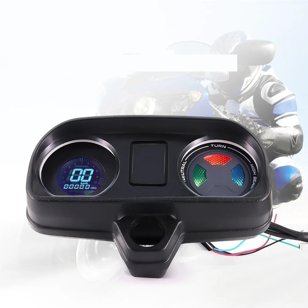 Motorcycle Odometer Gauge 12V Universal Digital Motorcycle Tachometer Speed Meter Fuel Gauge KM/H 7 Colors Backlight Motorcycle Dashboard