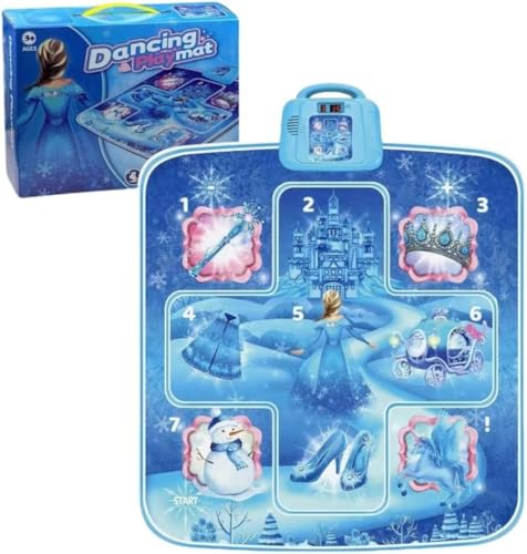 おもちゃ ダンスマット ゲーム 電子ピアノマット 自動採点 LED搭載 音楽ゲームマット 音量調整 柔軟素材 滑り止め 折りたたみ音楽マット プリンセス 子供プレゼント 誕生日プレゼント クリスマス 小学生 女の子 (2221-4ブルー)
