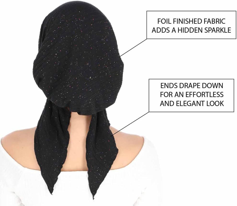 Madison Headwear Pretied Head Scarves for Women Featuring A Unique Sparkly Foil Finish and Stretchy Ribbed Fabric - Image 6