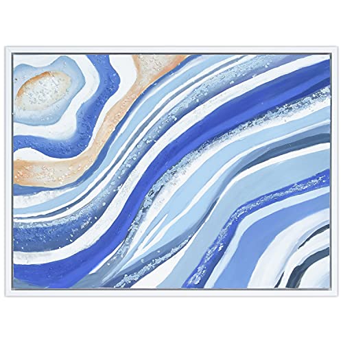 Empire Art Direct Abstract Wall Art Textured Hand Painted Canvas by Martin Edwards, White Frame, 40" x 30", Blue Elixer by Empire Art Direct - Image 5