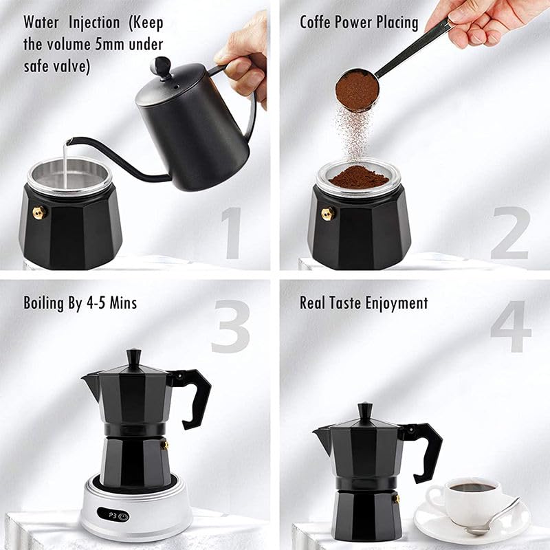 Image of ANKUL 2-in-1 Moka Pot Espresso Maker | Stovetop & Induction Compatible | 150ml Premium Aluminium | Italian Style Percolator Coffee Brewer | Brews 2-3 Cups | Espresso, Americano & More (150ml)