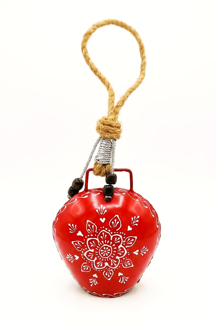 MIRAMAYEE (Red Color)- Religious Spiritual Hand Crafted Iron Bells – Cow Bell - Decorative Wall Hanging - Home Wall Décor - Indoor & Outdoor Decoration 6 Inches.-picture-24